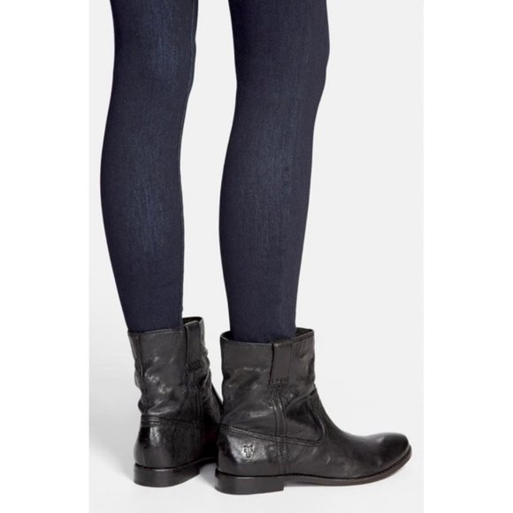 Frye Anna Shortie Black Leather Cute Casual Streetwear Pull On Ankle Booties - Picture 2 of 16